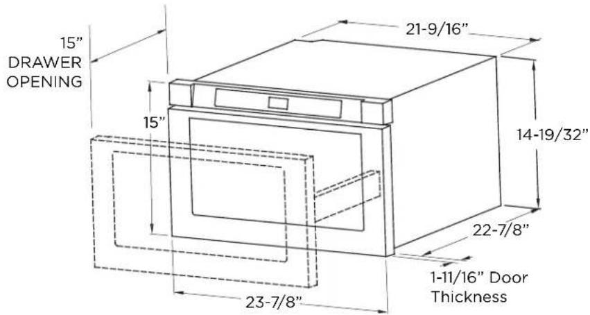 15" DRAWER OPENING 21-9/16" 14-19/32" 15" 22-7/8" 1-11/16" Door Thickness 23-7/8"