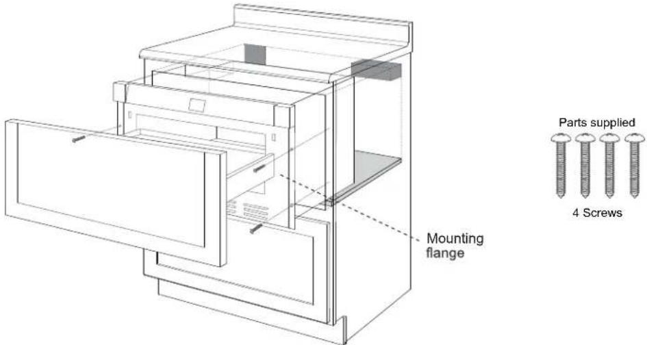 Mounting flange Parts supplied 4 Screws