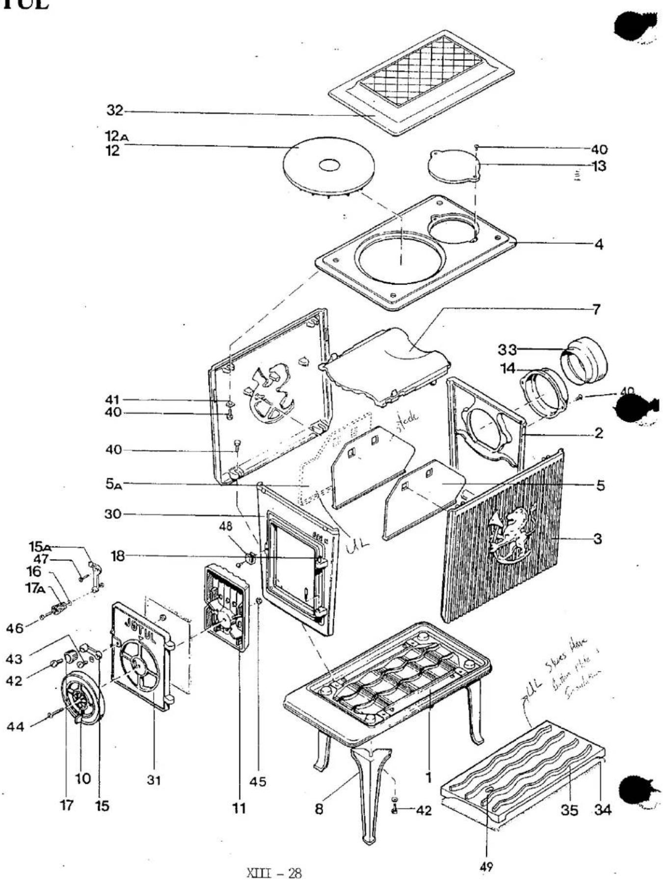 32 12A 12 40 13 4 7 33 14 40 41 40 40 5A 5 30 UL 48 18 15A 47 16 17A JGTUL 46 43 42 44 10 17 15 31 45 11 8 1 42 49 35 34 XLII - 28
