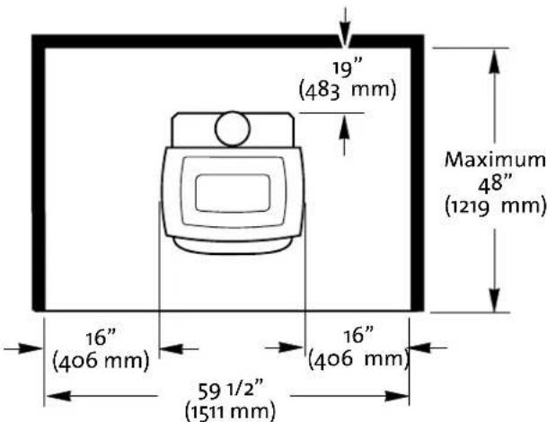 19" (483 mm) Maximum 48" (1219 mm) 16" (406 mm) 16" (406 mm) 59 1/2" (1511 mm)