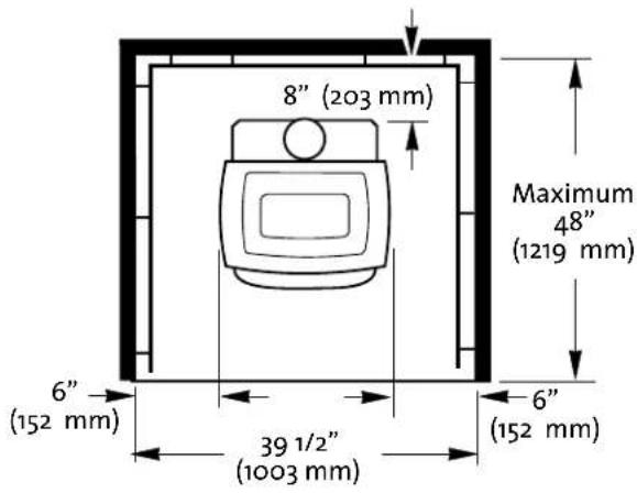 8" (203 mm) Maximum 48" (1219 mm) 6" (152 mm) 39 1/2" (1003 mm) 6" (152 mm)