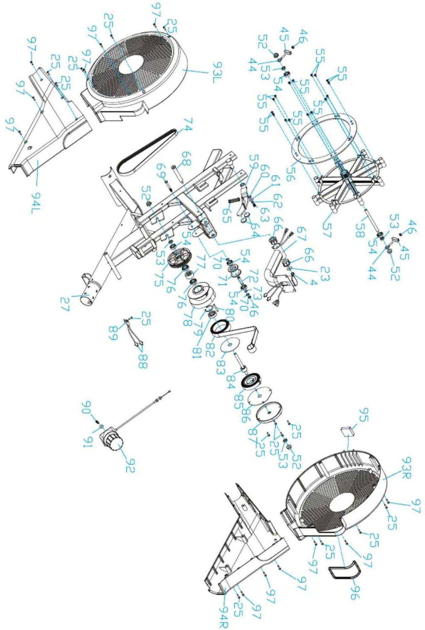 Technical diagram of a mechanical assembly with numbered components and exploded view, likely for assembly or manufacturing purposes.