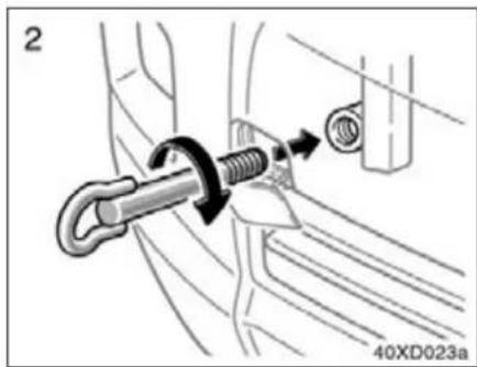 Mechanical diagram showing a chain link fastening a car component (no text or symbols)