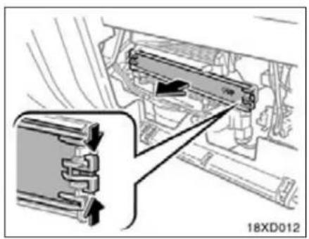 Mechanical assembly diagram showing a component inserted into a housing, with no visible text or symbols.