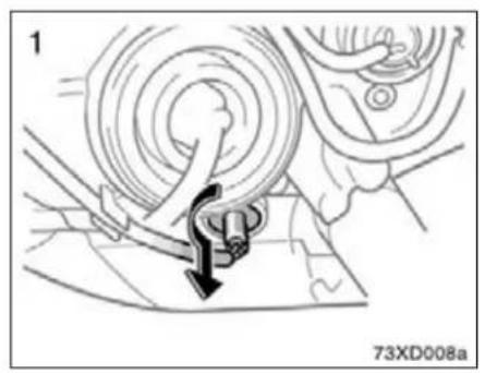 Mechanical assembly diagram showing a lever mechanism with a black arrow indicating motion (no text or symbols present)