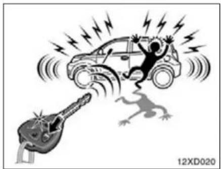 Illustration of a car accident with a person falling and a guitar striking out, no text or symbols present
