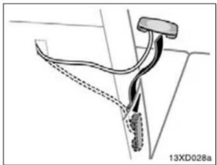Diagram of a mechanical linkage or cable assembly with no visible text or symbols