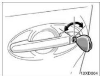 Diagram of a mechanical component with a curved handle and circular base, no visible text or symbols