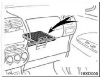 Interior view of a car showing the dashboard and steering wheel (no text or symbols visible)