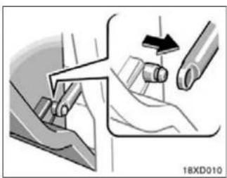 Diagram showing mechanical assembly with tool and pipe connection (no text or symbols)