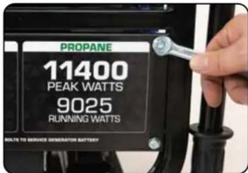 PROpane 11400 PEAK WATTS 9025 RUNNING WATTS BOLTS TO SERVICE GENERATOR BATTERY