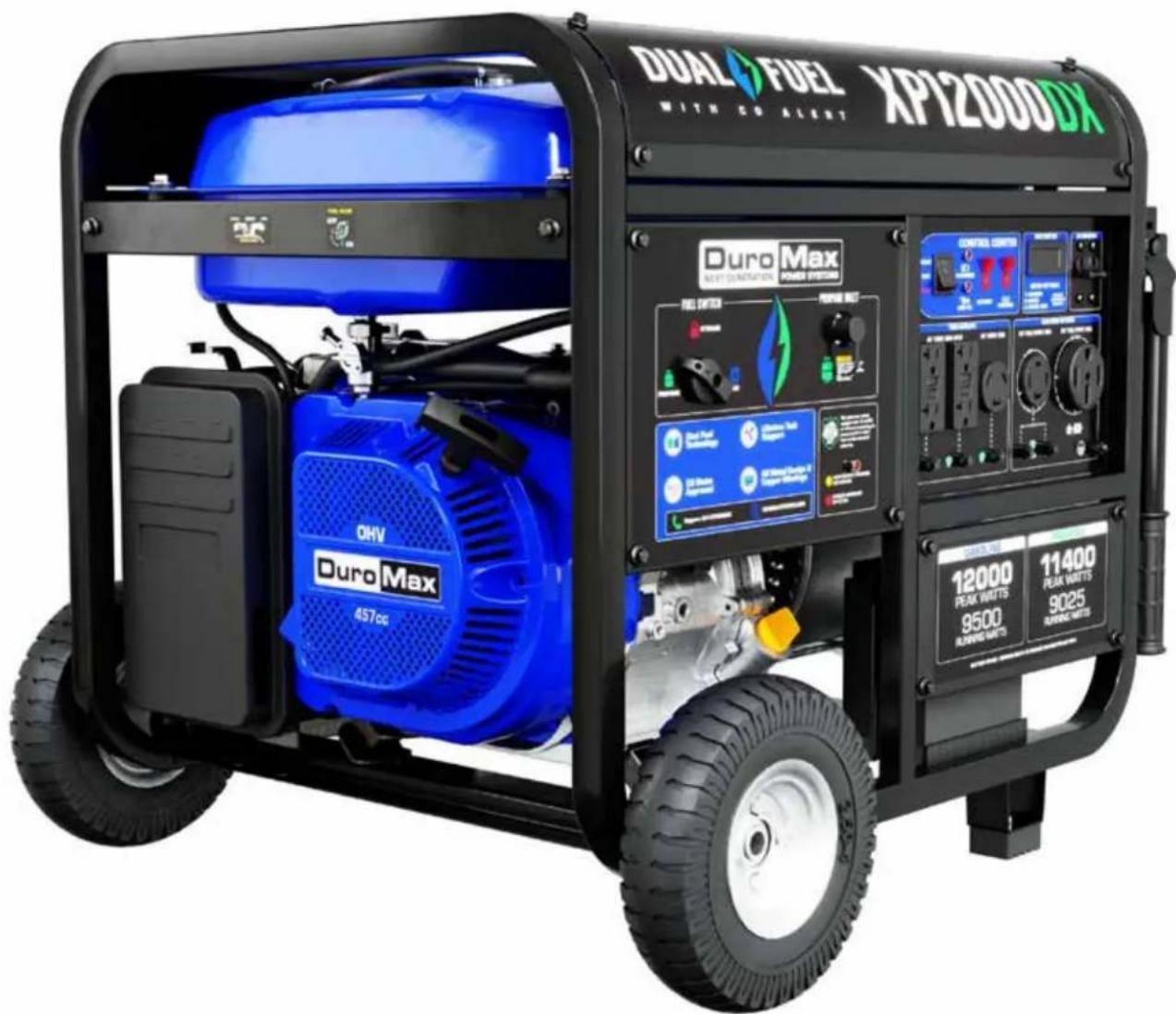 DUAL FUEL XP12000DX WITH CO ALERT Duro Max 457cc OHV Duro Max MAX GENERATION POWER SYSTEMS CONTROL CONTENTS 12000 PEAK WATTS 9500 RUMING PARTS 11400 PEAK WATTS 9025 RUMING PARTS