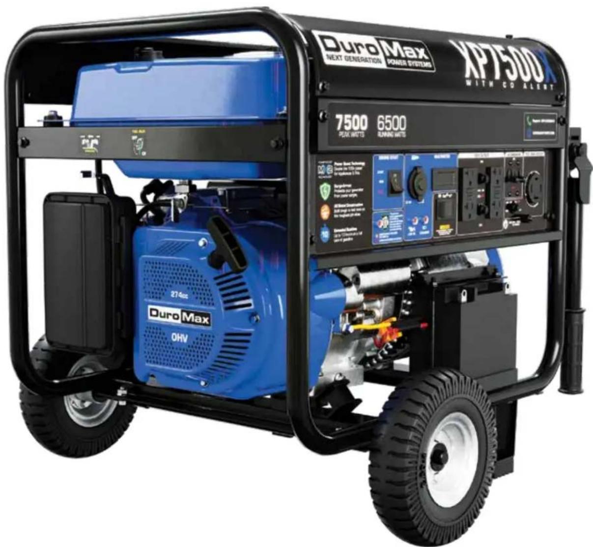 Duro Max NEXT GENERATION POWER SYSTEMS XP7500 WITH CO ALERT 7500 6500 PEAK WATTS RUNING WATTS 274oz Duro Max OHV