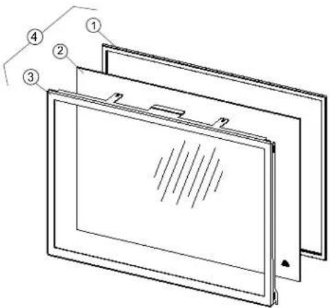 Technical diagram showing a multi-layered device with numbered components, likely illustrating a mechanical or electronic assembly.