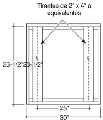 Tirantes de 2" x 4" o equivalentes 23-1/2"23-1/2" 25" 30"