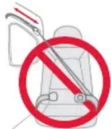 Safety warning symbol with red prohibition sign over a vehicle seat