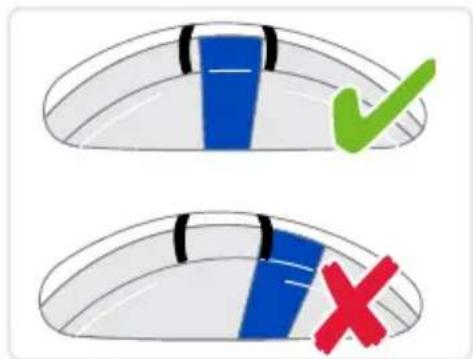 Diagram showing two labeled sections with blue and red bars, one marked with a green checkmark and the other with a red X.