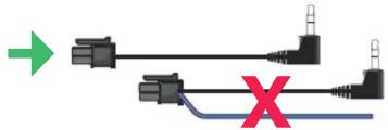 Pure electrical connector diagram showing two connected components with a red X mark indicating failure or invalid condition (no text or symbols)