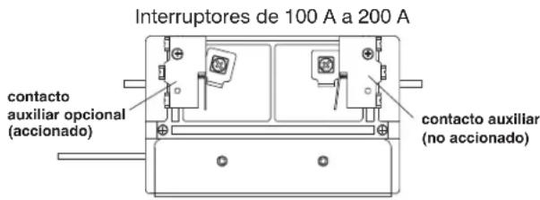 Interruptores de 100 A a 200 A contacto auxiliar opcional (accionado) contacto auxiliar (no accionado)