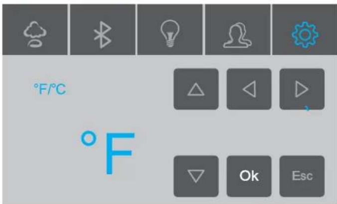 °F/°C °F △ ◀ ▲ ▼ Ok Esc