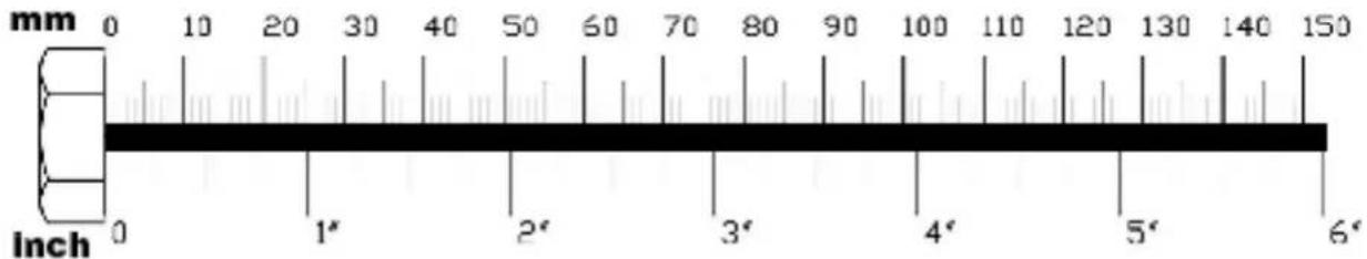mm 0 10 20 30 40 50 60 70 80 90 100 110 120 130 140 150 Inch 0 1" 2" 3" 4" 5" 6"