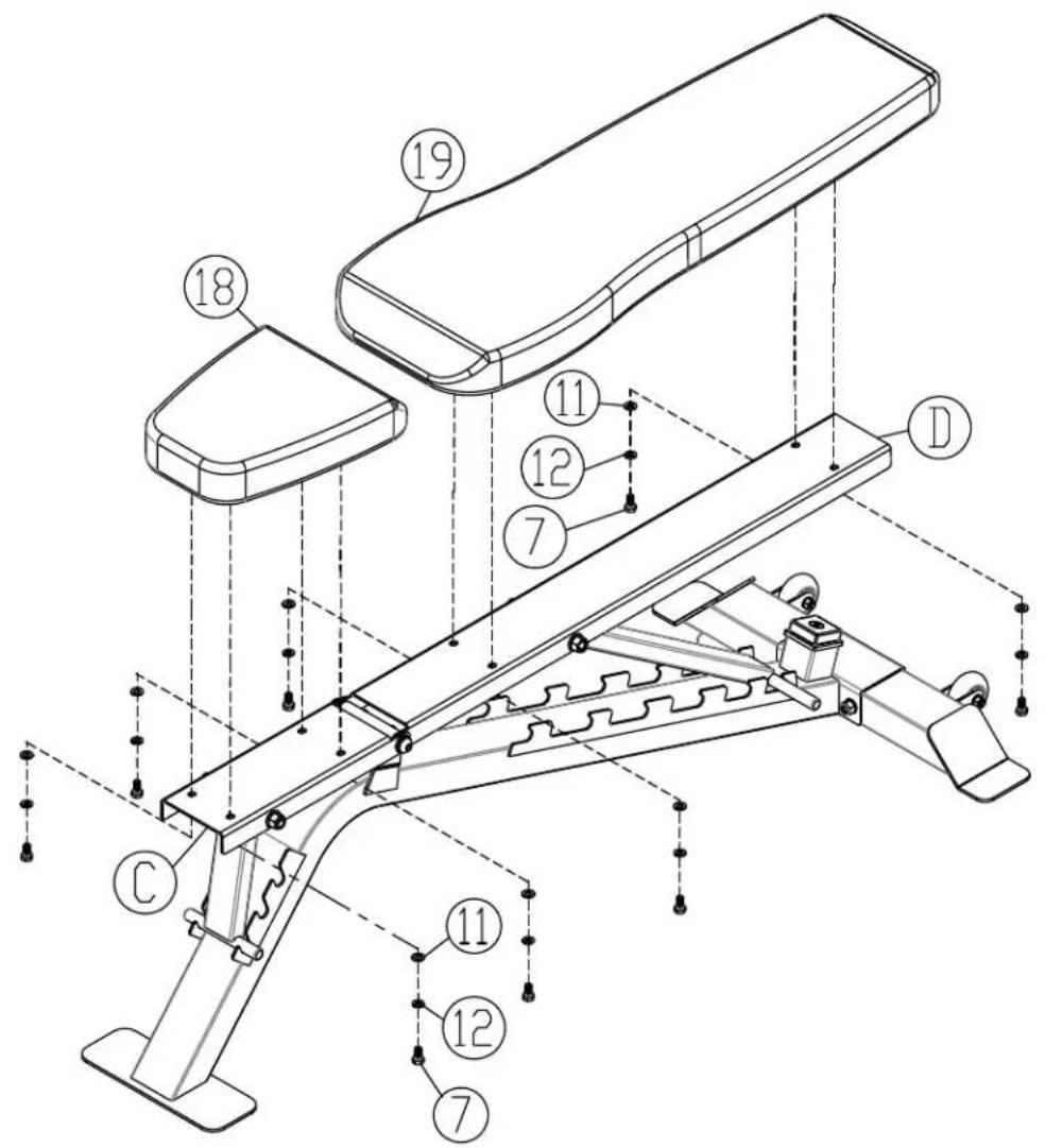 Technical diagram of a mechanical assembly with numbered components and dashed alignment lines