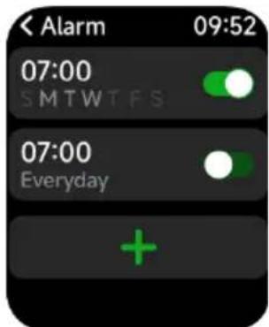 < Alarm 09:52 07:00 SMTWTFS 07:00 Everyday +