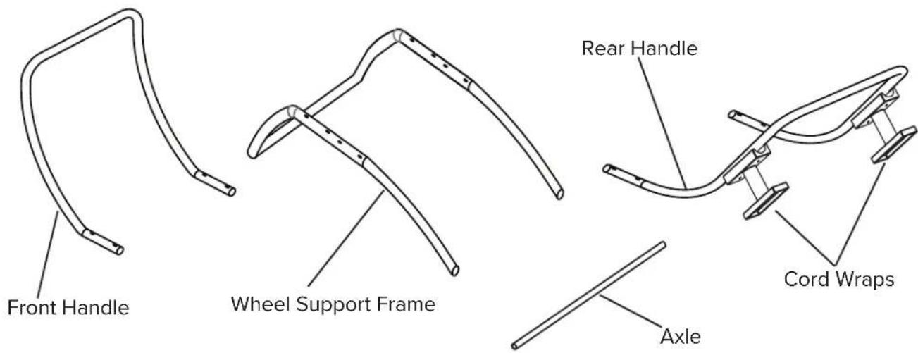 Front Handle Wheel Support Frame Rear Handle Cord Wraps Axle