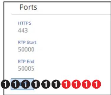 Ports HTTPS 443 RTP Start 50000 RTP End 50005 1 1 1 1 1 1 1 1 1 1