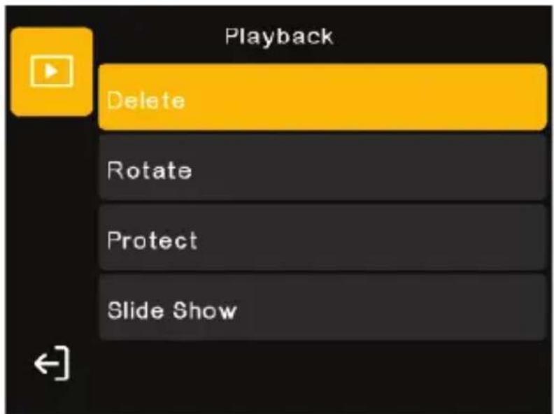 Playback Delete Rotate Protect Slide Show