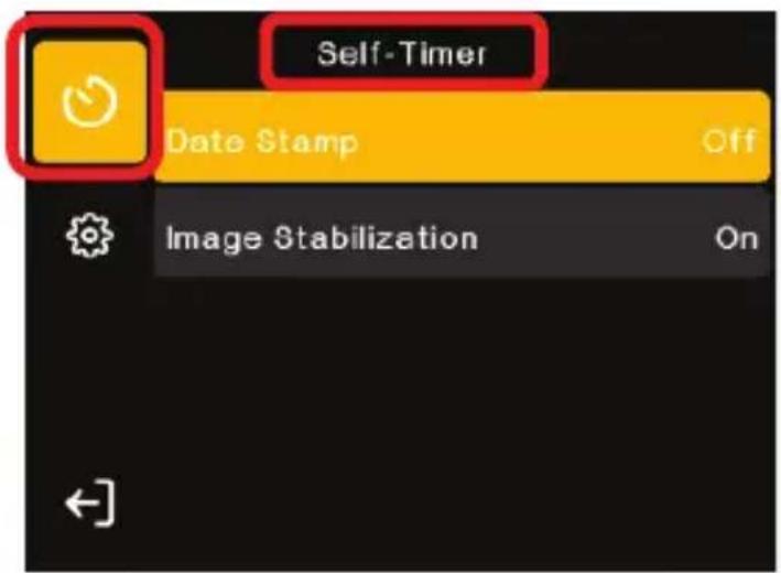 Self-Timer Date Stamp Off Image Stabilization On