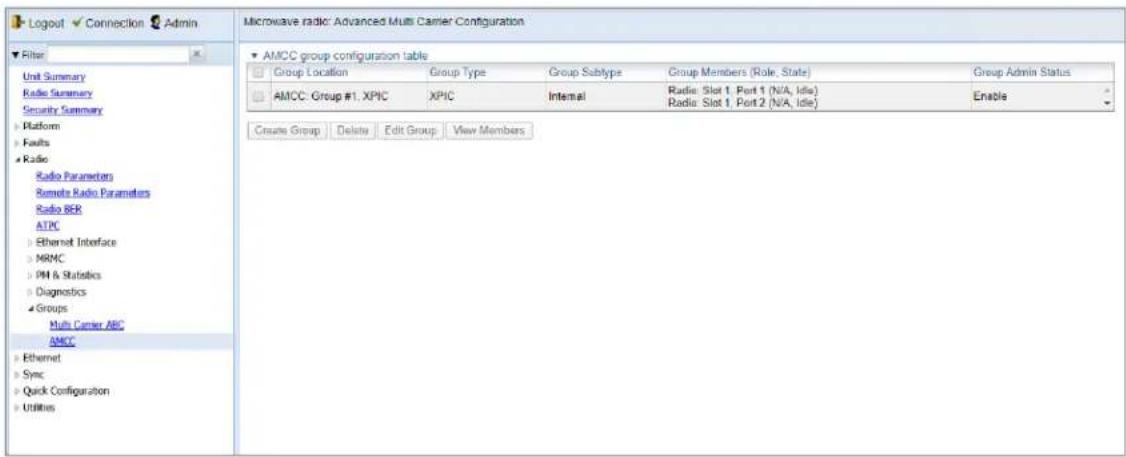 Logout ✓ Connection ✓ Admin Filter Unit Summary Radio Summary Security Summary Platform Faults Radio Radio Parameters Remote Radio Parameters Radio BER ATPC Ethernet Interface MRMC PM & Statistics Diagnostics Groups Multi Carrier ABC AMCC Ethernet Sync Quick Configuration Utilities Microwave radio:…