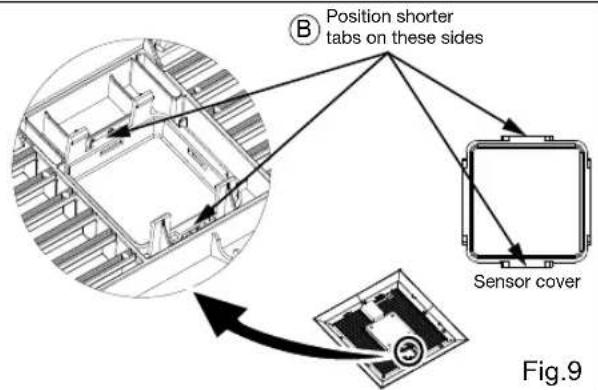 Position shorter tabs on these sides Sensor cover Fig.9