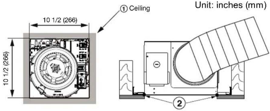 10 1/2 (266) 10 1/2 (266) ① Ceiling Unit: inches (mm) ②