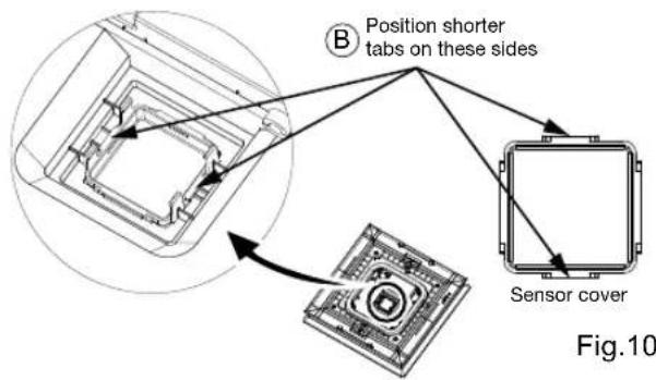 B Position shorter tabs on these sides Sensor cover Fig.10