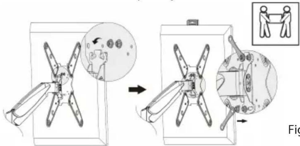 Technical diagram illustrating the assembly of a mechanical component with labeled parts and directional arrows indicating motion or assembly.