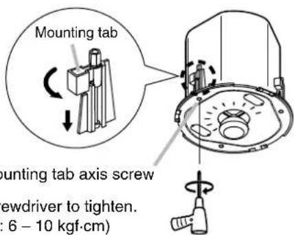 Mounting tab Mounting tab axis screw crewdriver to tighten. (6 - 10 kgf·cm)