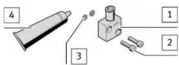 Diagram showing labeled parts of a mechanical assembly with numbered components