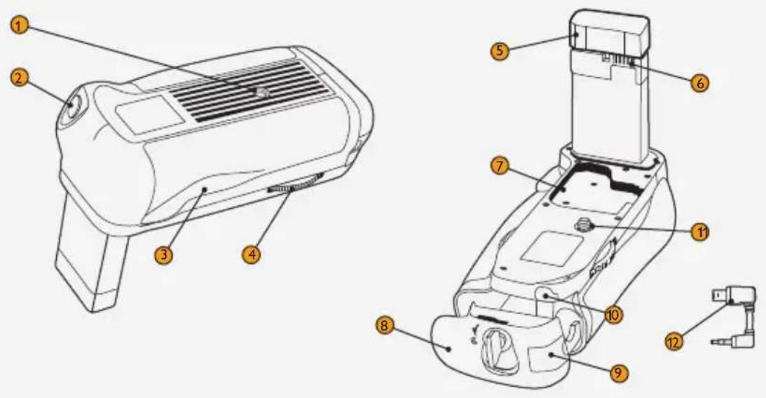 Technical diagram of a car air conditioner with numbered parts for identification