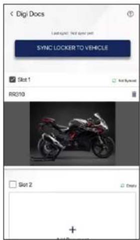 < Digi Docs Last right: Next year year SYNC LOCKER TO VEHICLE Slot 1 RR310 Slot 2 Delete