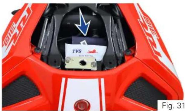 TVS Apache RR 310 (2024) - To open the rider seat: - 1