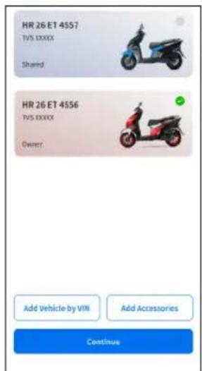 HR 26 ET 4557 TVS EXXXX Shared HR 26 ET 4556 TVS EXXXX Owner Add Vehicle by VIN Add Accessories Continue