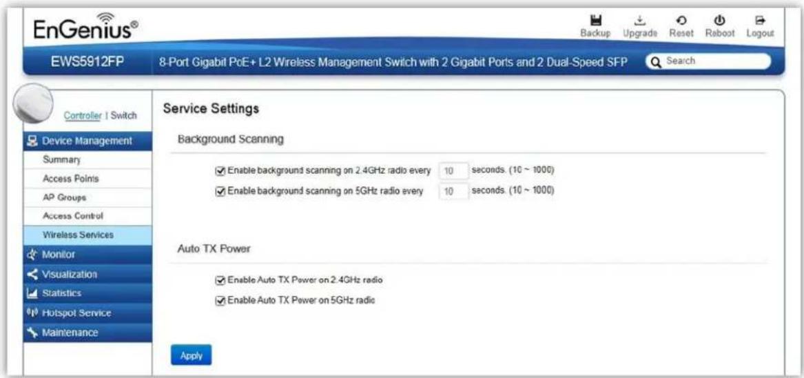 EnGenius® Backup Upgrade Reset Roboot Logout EWS5912FP 8-Port Gigabit PcE+ L2 Wireless Management Switch with 2 Gigabit Ports and 2 Dual-Speed SFP Search Controller | Switch Device Management Summary Access Points AP Groups Access Control Wireless Services Monitor Visualization Statistics Hotspot Se…