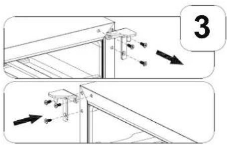 Technical diagram showing two-step installation of a structural frame with labeled components and directional arrows