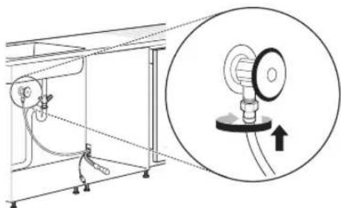 Technical diagram of a mechanical assembly with an inset showing a close-up of a component (no text or symbols present)