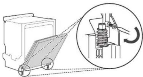 Diagram illustrating a mechanical assembly with labeled components and a magnified inset showing a spring mechanism.