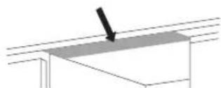 Pure technical diagram showing a mechanical component with a downward arrow, no text or symbols present