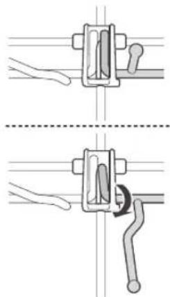 Mechanical assembly diagram showing two steps of a switch mechanism (no text or labels)