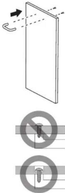 Technical diagram illustrating screw installation with magnified views and tool path, showing no text labels and directional arrows.