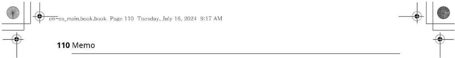 en-us_main.book.book Page 110 Tuesday, July 16, 2024 9:17 AM 110 Memo
